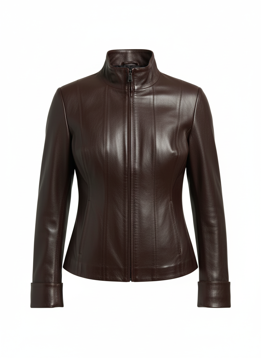 Veste Biker en cuir pour femme – Modèle Bugatti