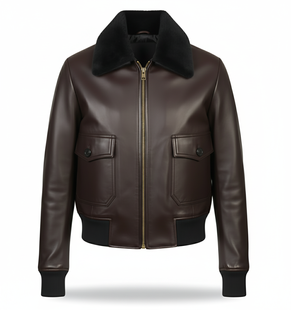 Veste bomber en cuir Ambre B19