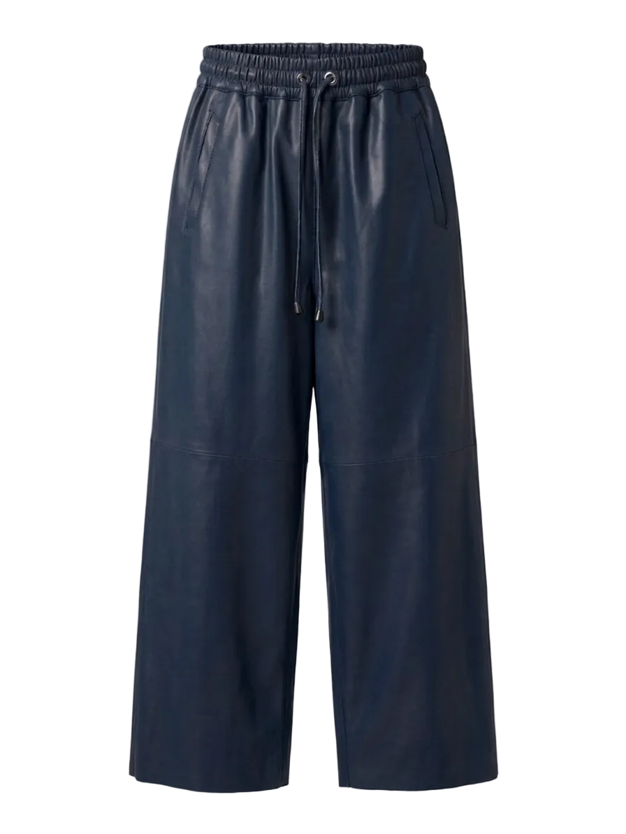 Pantalon cuir femme baggy 3/4 en cuir d’agneau haut de gamme