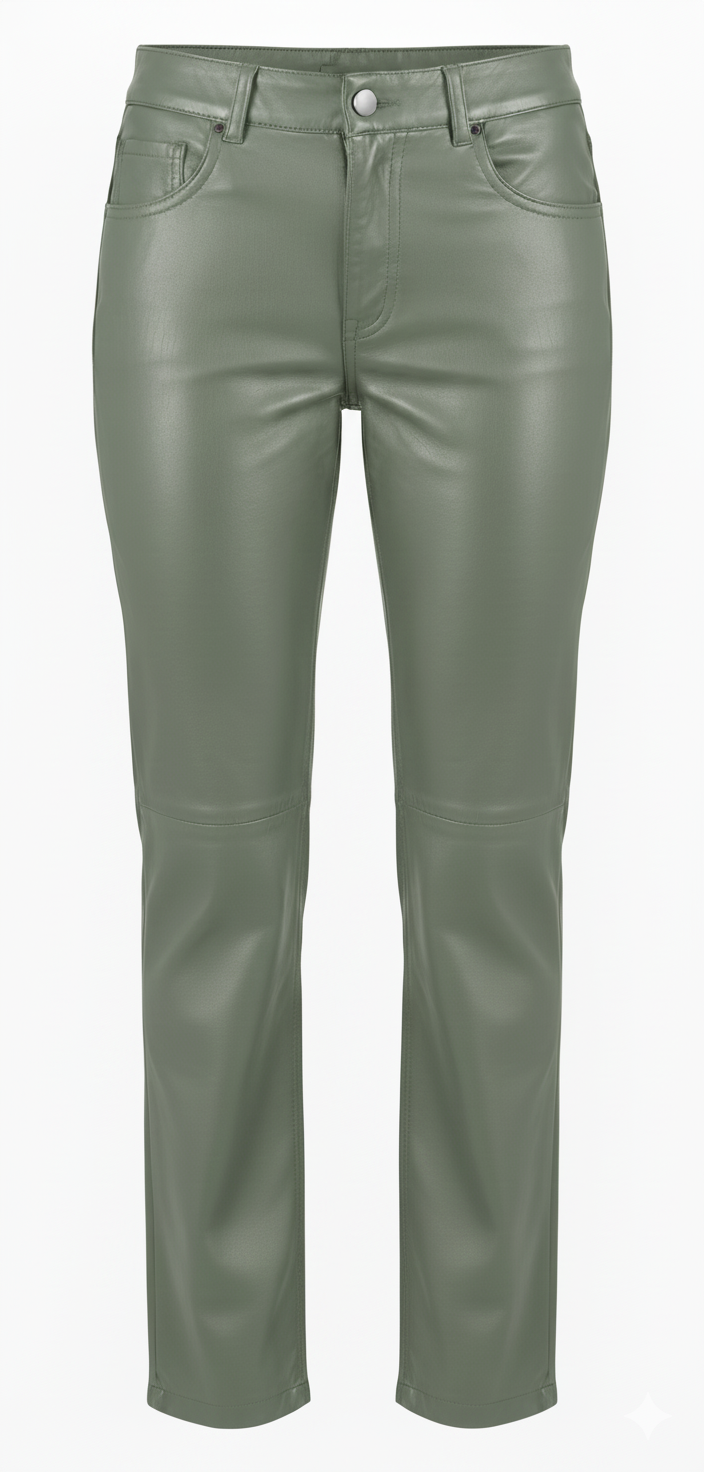 Pantalon en cuir à jambes droites, couleurs variées