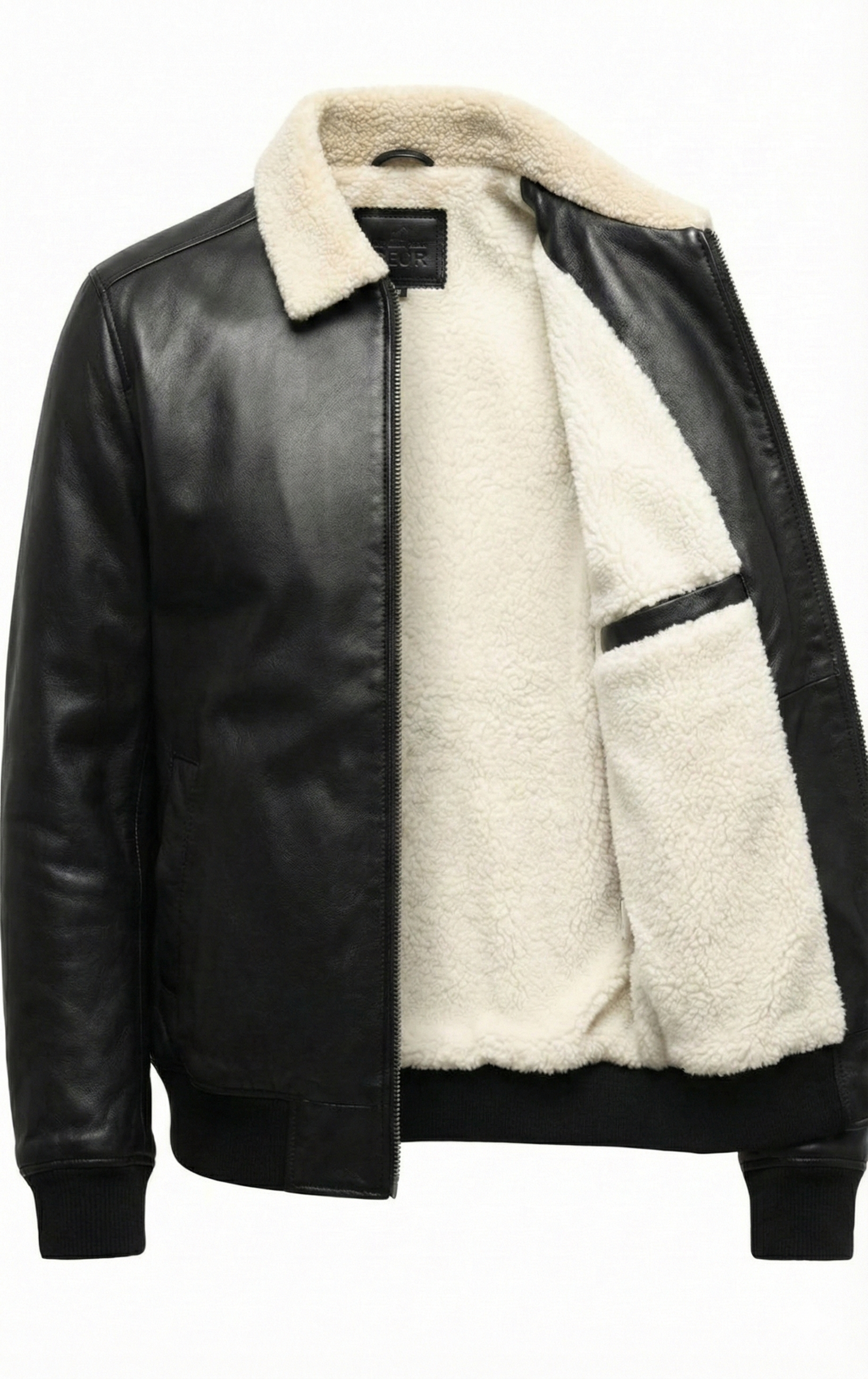 Khabib by Marrakchi – Veste en cuir homme avec col et doubleur en fourrure | Noir | Collection 2026