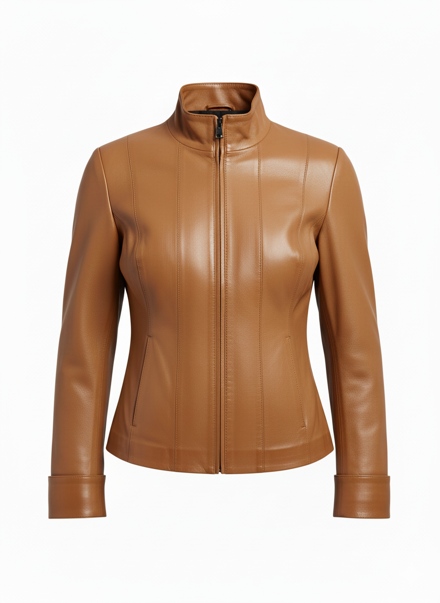 Veste Biker en cuir pour femme – Modèle Bugatti