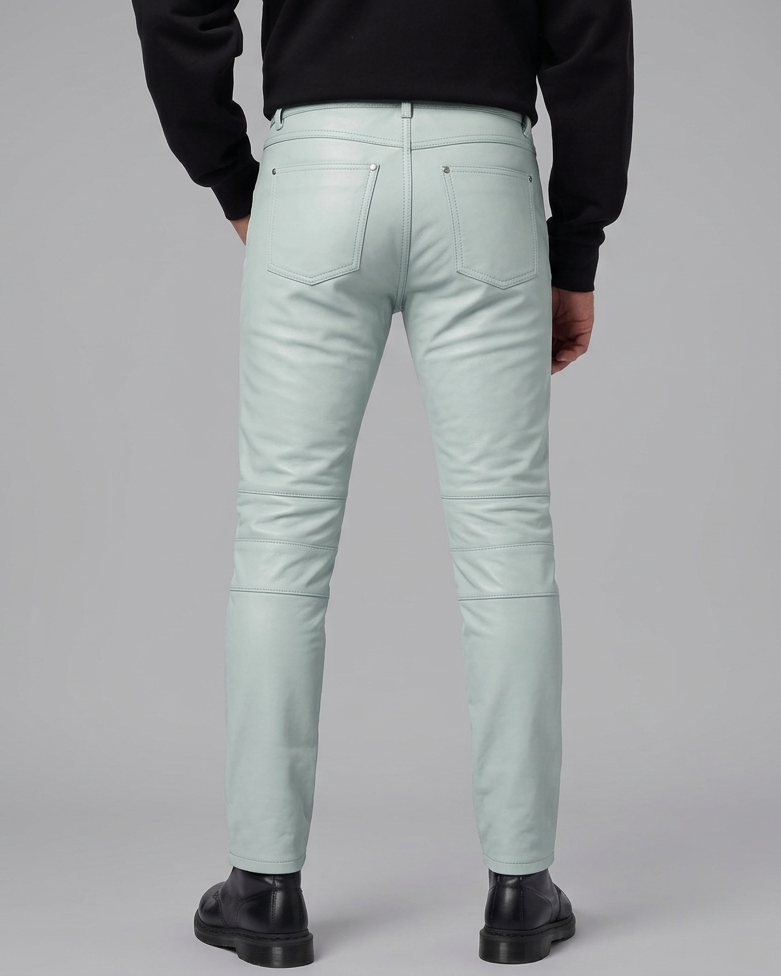 Pantalon cuir homme crème moderne et confortable