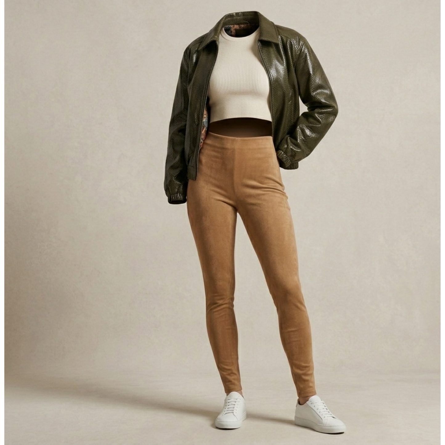 Pantalon en daim premium femme – Taille haute, élastique, coupe flare de MRKSHI