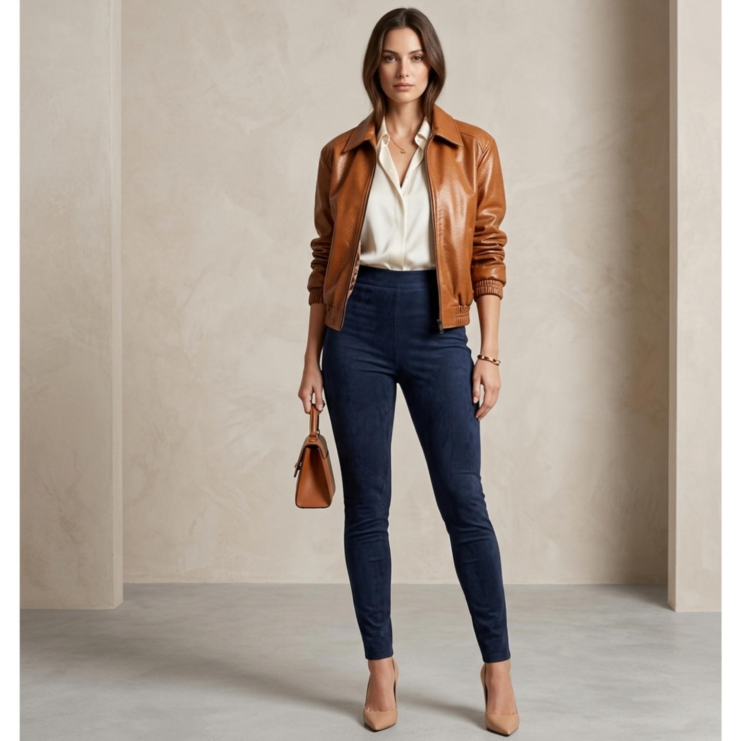 Pantalon en daim premium femme – Taille haute, élastique, coupe flare de MRKSHI