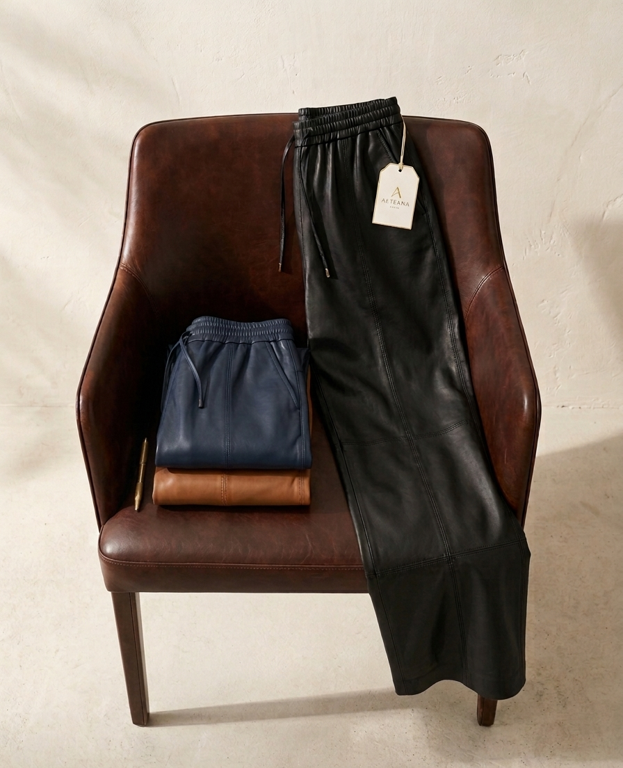 Pantalon cuir femme baggy 3/4 en cuir d’agneau haut de gamme