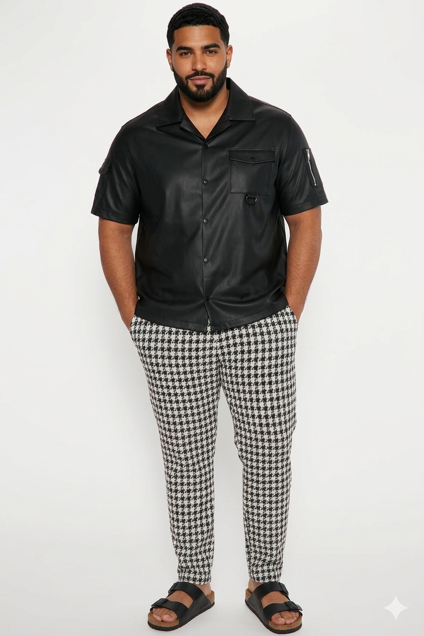 Chemise cuir homme premium moderne avec poche poitrine