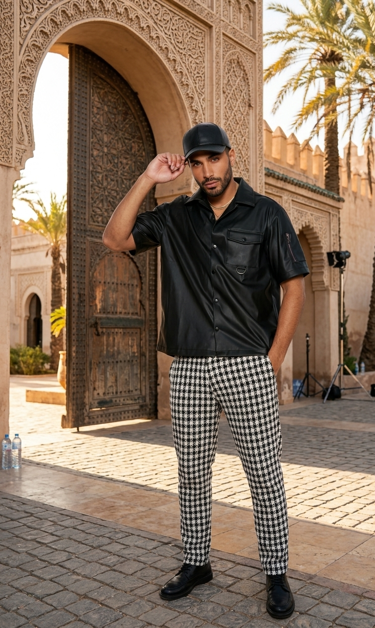 Chemise cuir premium homme avec poche poitrine coupe parfaite