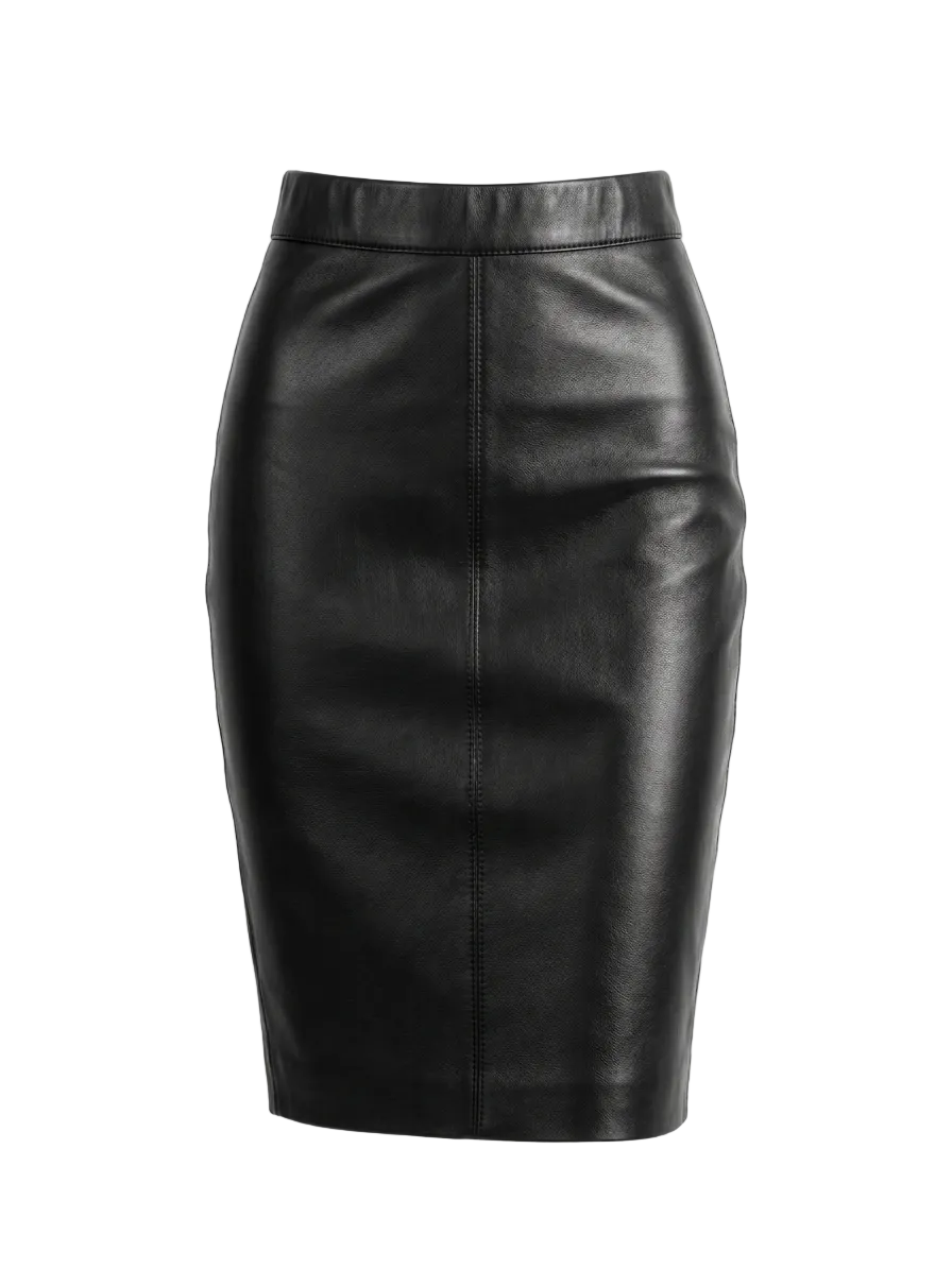 Jupe crayon cuir femme en cuir premium ultra doux ajustée