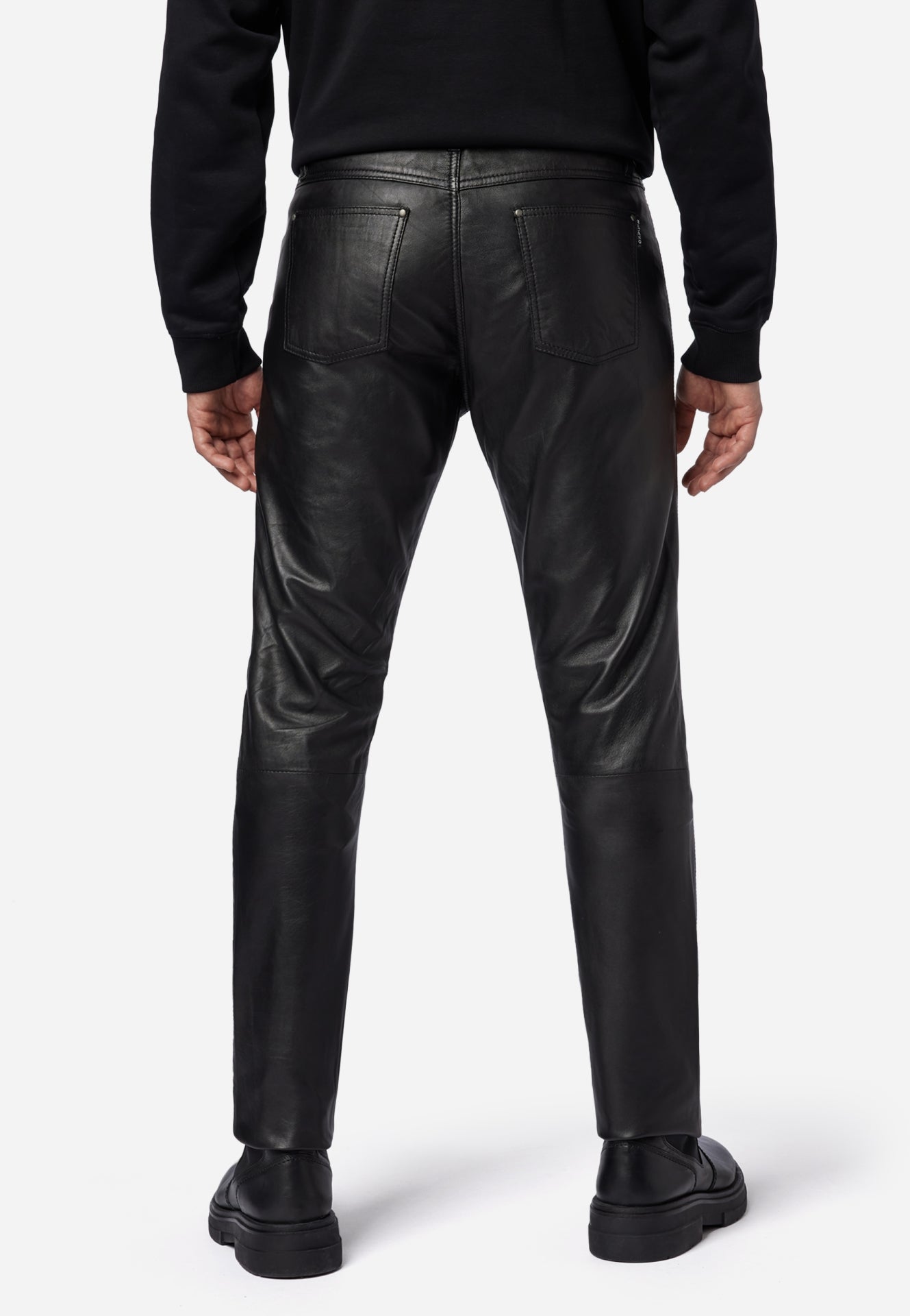 Pantalon cuir homme noir en cuir premium ultra doux coupe slim