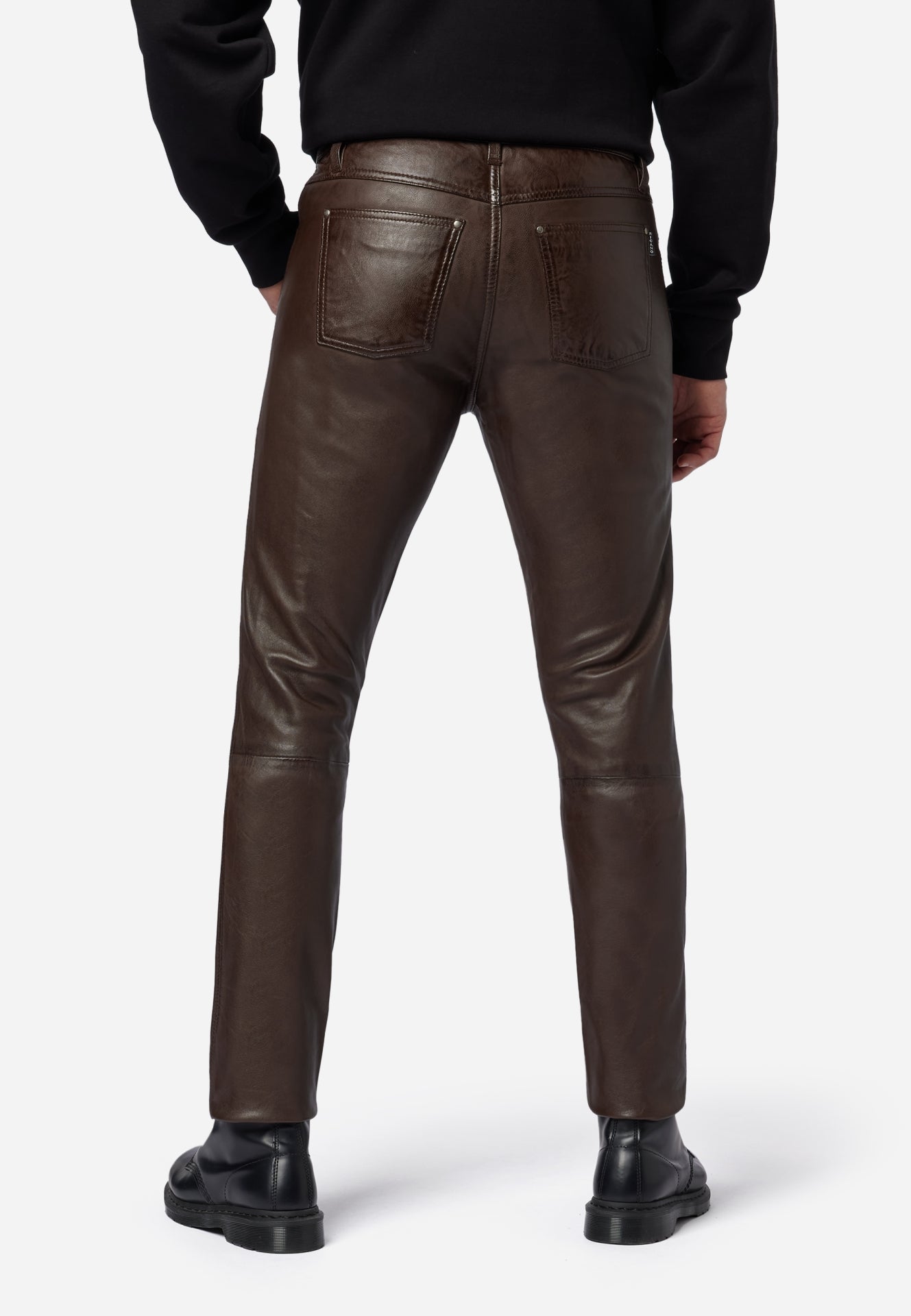 Pantalon cuir homme marron élégant et haut de gamme