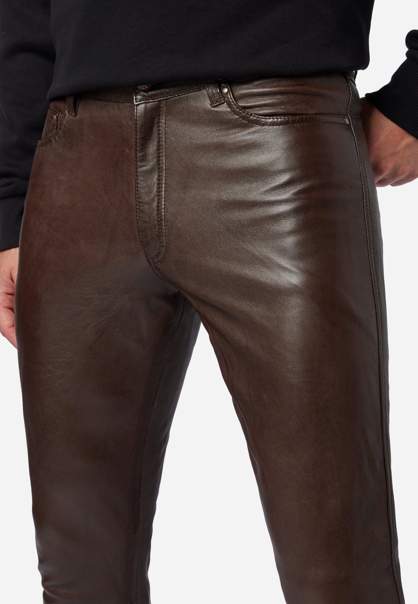 Pantalon cuir homme marron élégant et haut de gamme