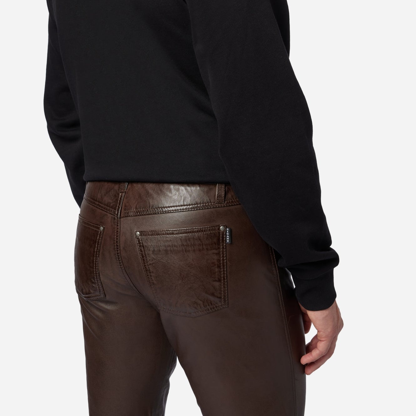 Pantalon cuir homme marron élégant et haut de gamme