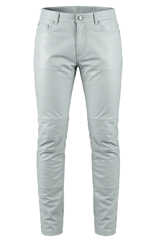 Pantalon cuir homme crème moderne et confortable