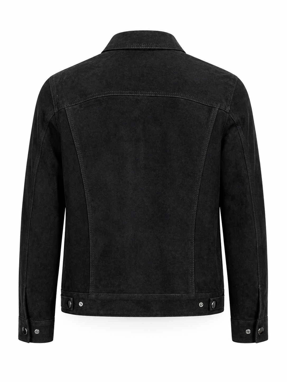 Veste en cuir suédé noir homme vue de face fond blanc
