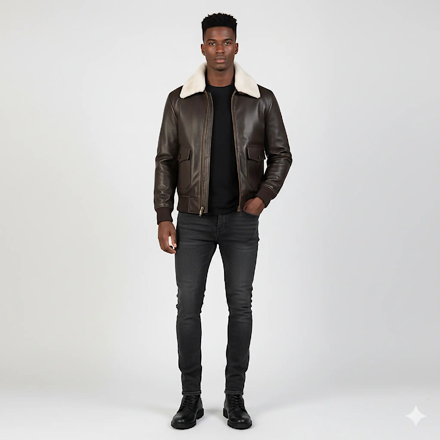 Airmare G-1 Blouson aviateur en cuir marron My Store