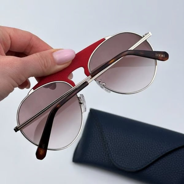 Lunettes de soleil avec ornements en cuir,  rondes, lunettes aviateur rétro, unisexes, UV400