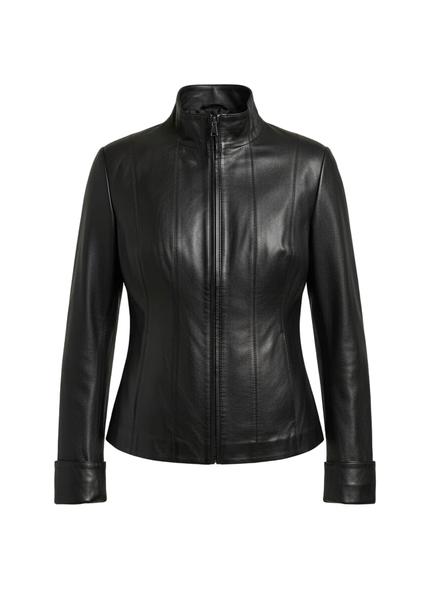 Veste Biker en cuir pour femme – Modèle Bugatti