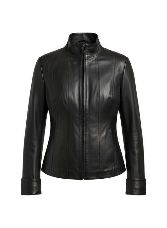 Veste Biker en cuir pour femme – Modèle Bugatti